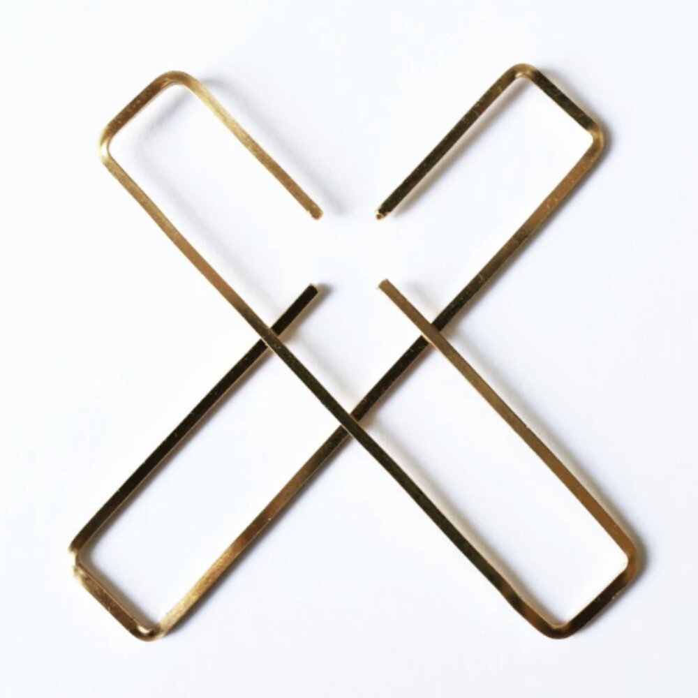BraveChickJewelry: Reverb Square Wire Rectangular Earrings - Picture 3 of 3